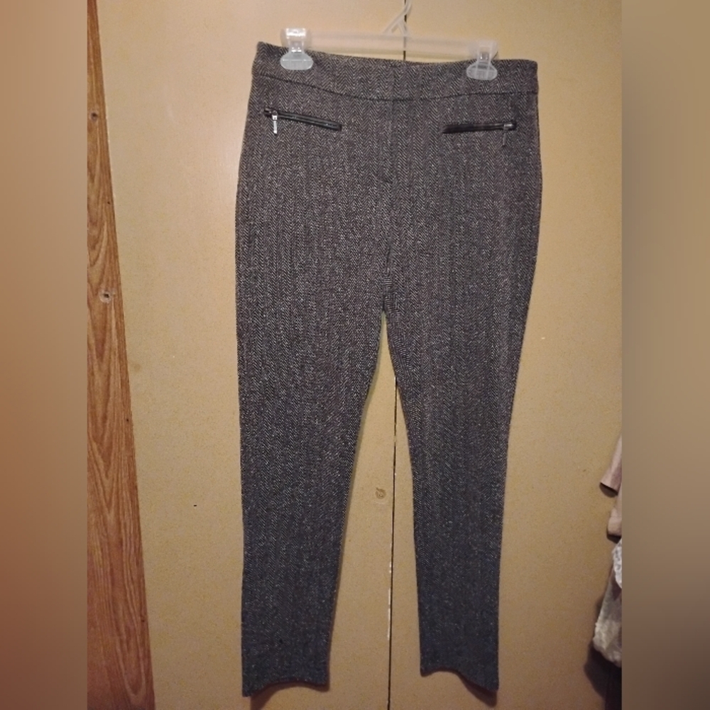 Apt. 9 Women's Black and Gray Herringbone Medium Pants